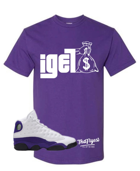 I Get Money Purple and White T-Shirt