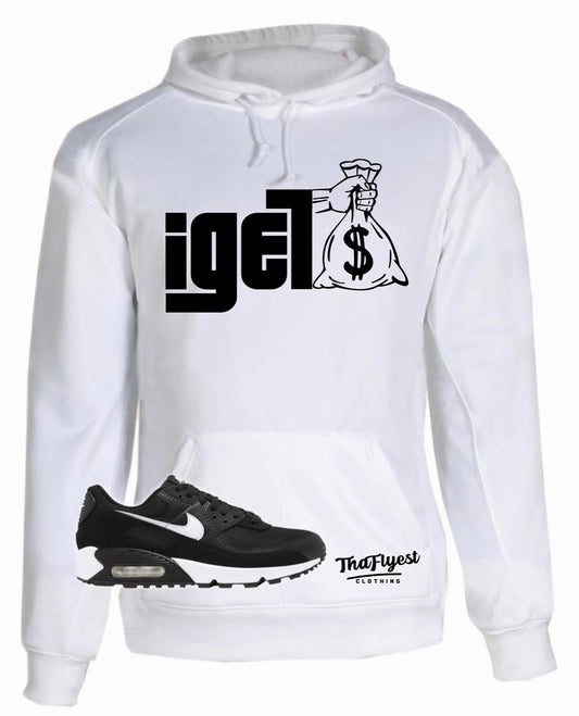 I Get Money White and Black Hoodie