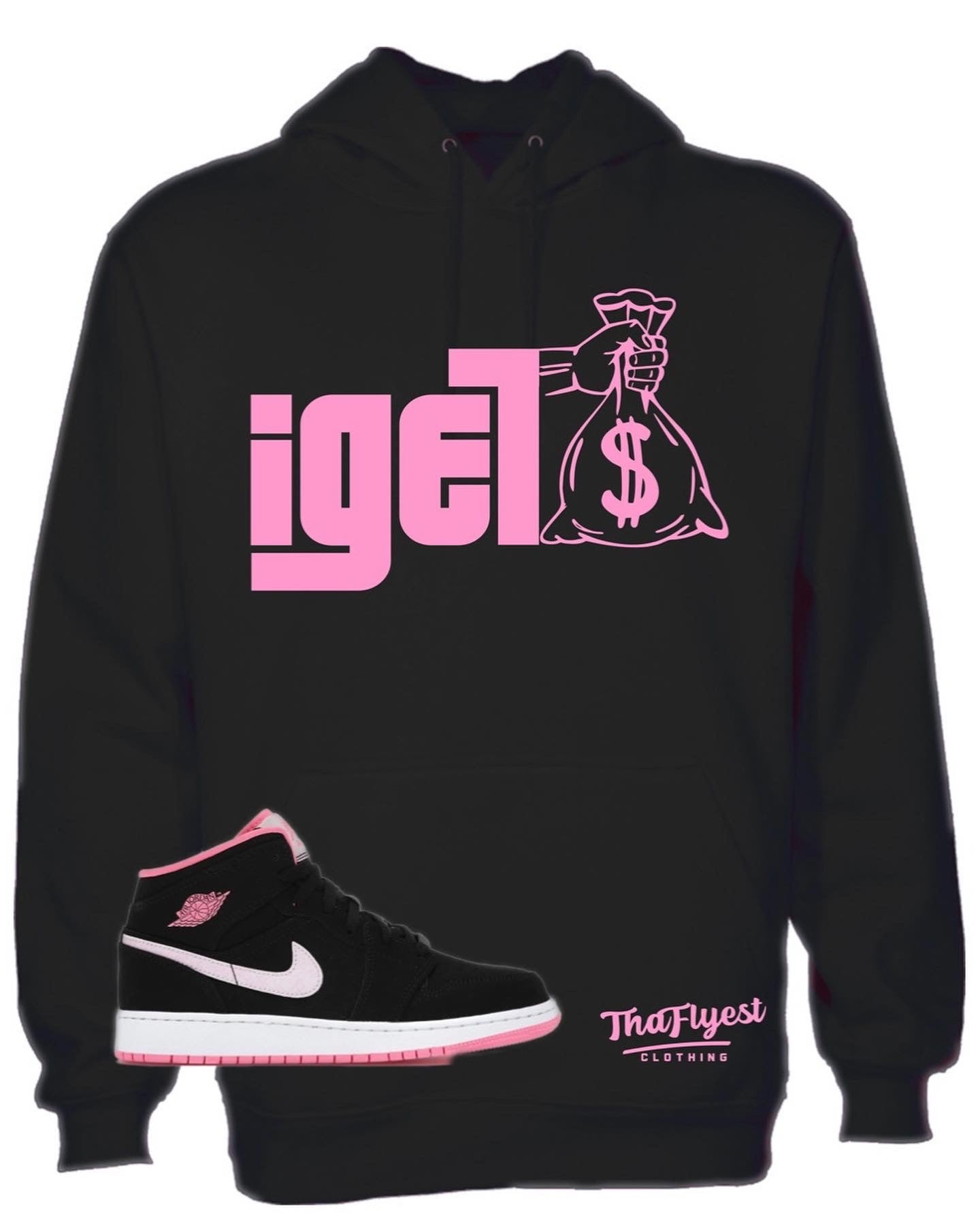 I Get Money Black and Pink Hoodie