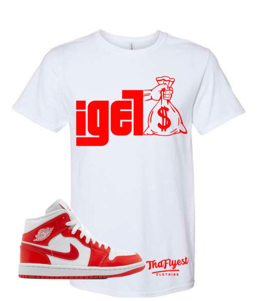 I Get Money Red and White T-Shirt