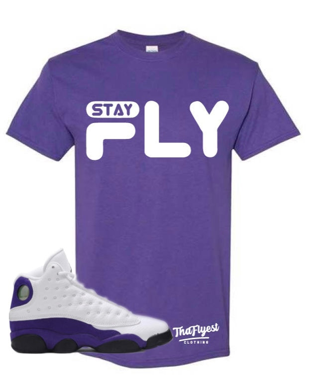 Stay Fly Purple and White T-Shirt