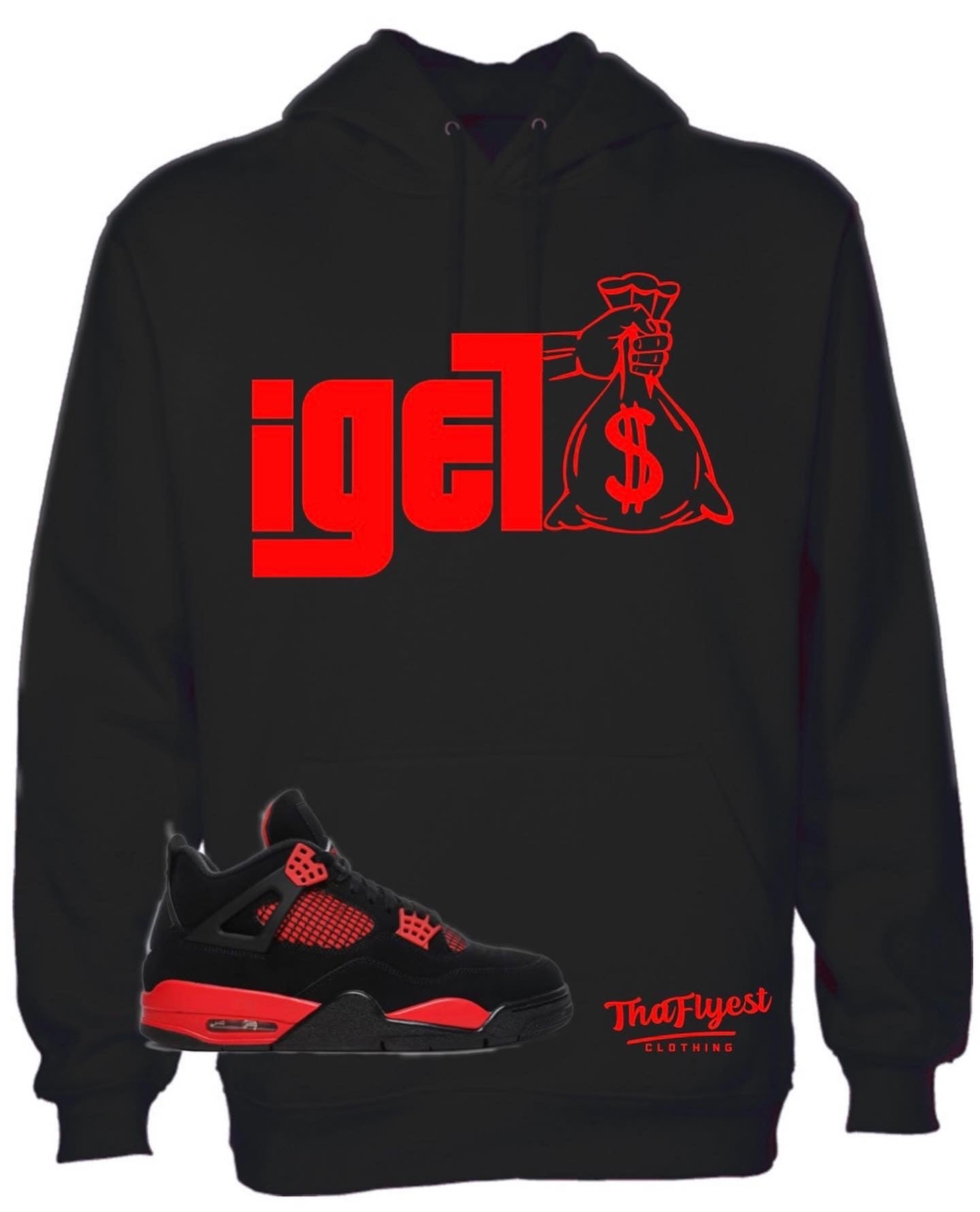 I Get Money Black and Red Hoodie