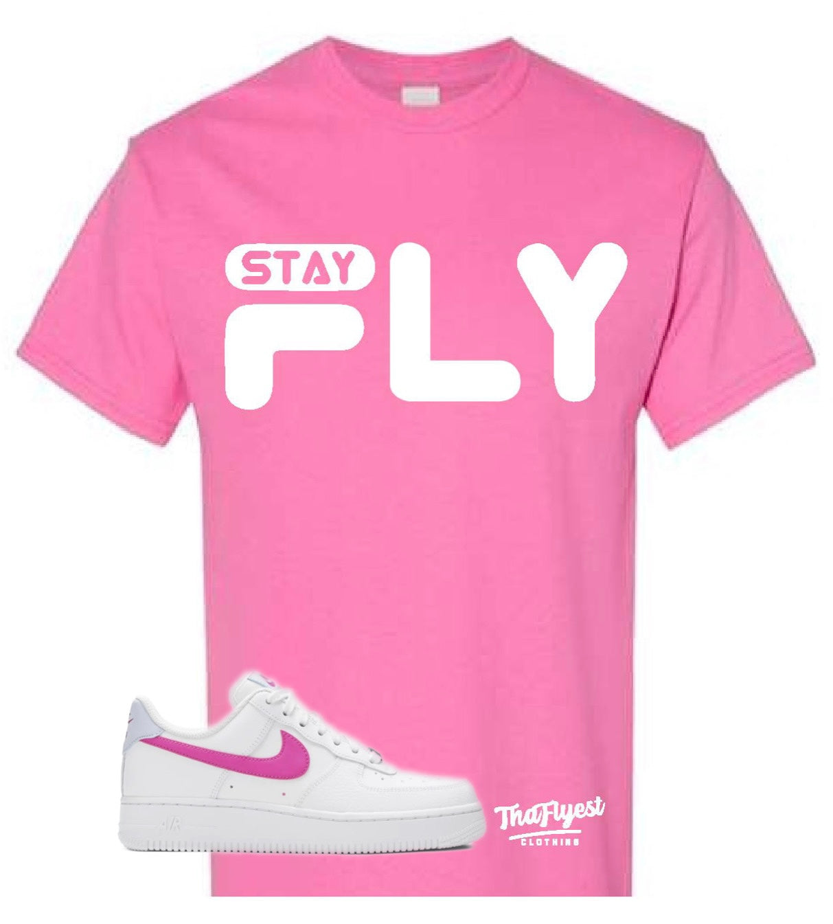 Stay Fly Pink and White T-Shirt