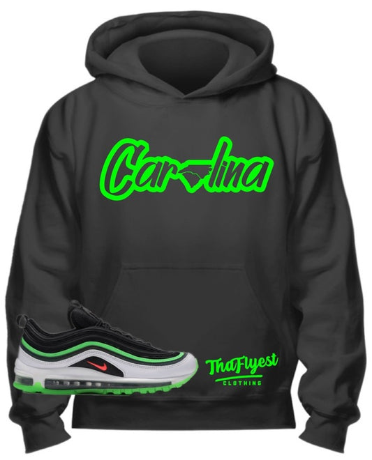 "CAROLINA" Black and Green Hoodie